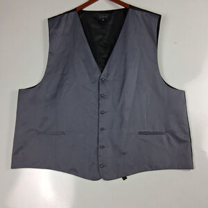Justin & Adams Silky Button Vest Formal Wear Big & Tall Men 6xl Black Gray
